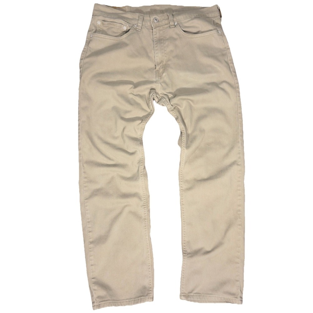 Levi's 505 Regular Fit Pants Mens 34x30 Tan Excellent Straight Leg Stretch